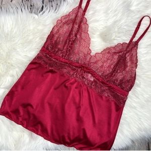 Victoria’s Secret Angels Red Satin Lace Cami